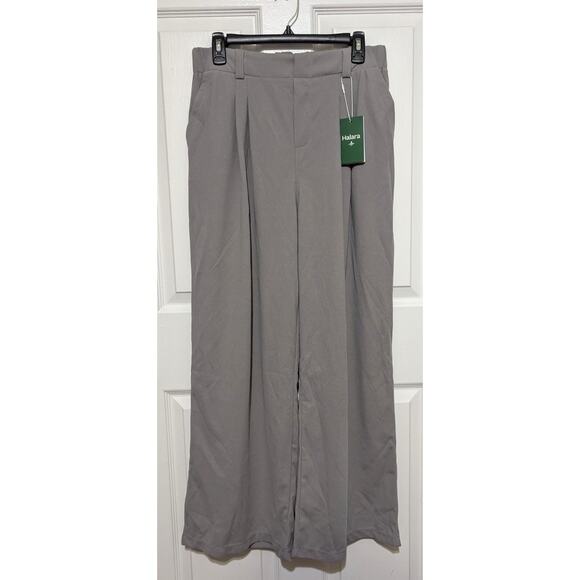 Halara Flex High Waisted Pocket Gray Wide Leg Waffle Career Office Pants, Size L - Picture 5 of 10
